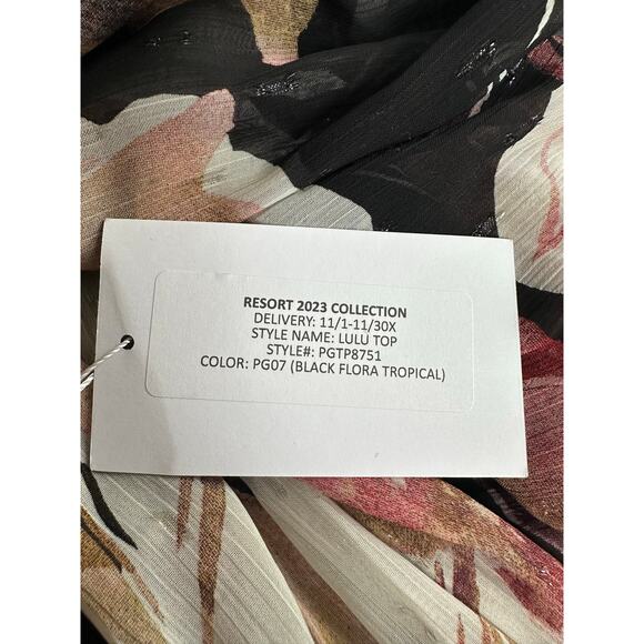 MISA Lulu High Neck Top In Flora Tropical Black XS NEW NWT! - Picture 8 of 8